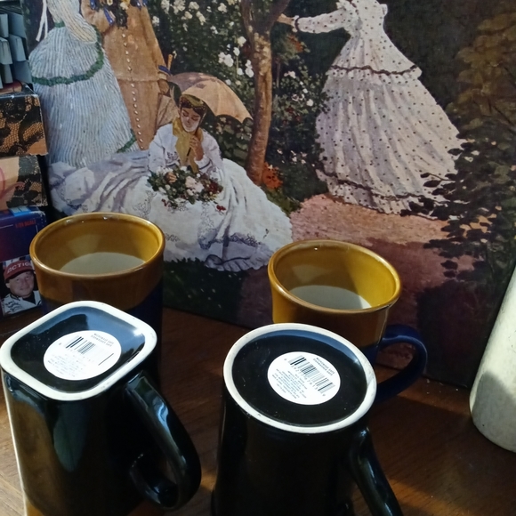 NWOT Royal Norfolk Square Two-Tone Flare Rim Stoneware 14oz Coffee Mug Set of 4 - Picture 3 of 9